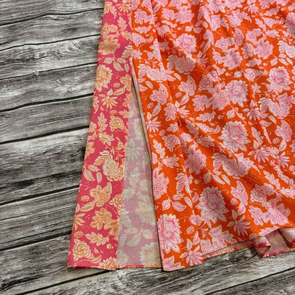 French Connection Women's Cossette Vero Crepe Midi Dress 6 Pink Orange White - Picture 4 of 15